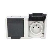 ATLAS 2K IP55 Zásuvka 2x 2P+PE, 2-nás vodorovná s ochr. kolíkem, šedá 19083-07