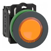 Ovadač stiskací prosvětlený zapuštěný s LED Oranž 230 V AC SCHNEIDER XB5FW35M5