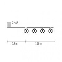 LED vánoční girlanda - vločky kovové, 3xAA, teplá bílá, časovač