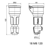 Spojka CZ + víčko 16A 3p 230V IP54 (černá) BALS 7492