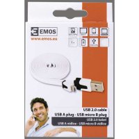 Kabel USB 2.0 A/M-MICRO B/M 1M bílý Emos SM7001W