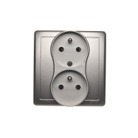 Zásuvka dvojnásobná s uzemněním, s clonkami, 16A, 250V~, Satén BMGZ2TZ/29