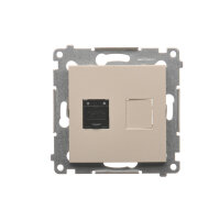 Jednonásobná počítačová zásuvka RJ45 kat. 6, s protiprachovou clonou, krémová