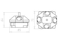B1 Krabice kónická 45°, d60mm, hl. 63mm, do betonu KAISER 1249-11