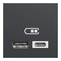 NOVÁ UNICA Dvojitý nabíjecí USB konektor A+C 2.4A, 2M, Antracit