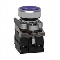 Schneider xB4BW36G5 Ovládač stiskací prosvětlený,lícující,1 Z+1V,110-120V,modrý