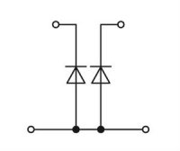 Svorka pro moduly dvoupatrová 2 diody 1N4007 šedá 2,5mm2 Wago 280-942/281-487