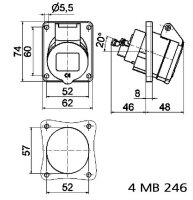 Bals 12772 Zásuvka vestavná Quick-Connect 16A 3p 230V IP44 6h