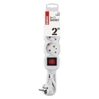 Prodlužovací kabel 2 m 3 zásuvky s vypínačem bílý PVC 1mm2 EMOS P1322
