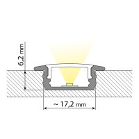 Vestavný hliníkový profil VP, 23x8 mm včetně mléčného difuzoru, 3 m