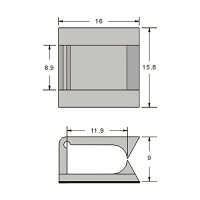 Samolepící příchytka, materiál Nylon66, 94V-2, samozhášecí. Průměr otvoru 11x5mm