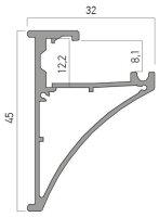 PRF161 for GLASS SHELVES AL. PROFILE 2 m