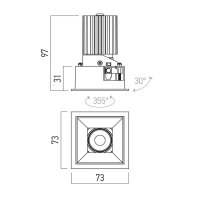XRYO ADJ. REC. DOWNLIGHT SQ. 10W CRI.90