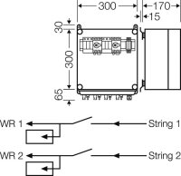 Připojovací skříň FV 2x string, 2x vstup střídače se spínačem HENSEL MI PV 2222