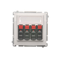 4-násobná zásuvka reproduktorová, s popisovým polem, bílá
