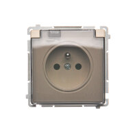 Zásuvka jednonásobná IP44 s uzemněním, 16 A, 250 V~ s průhledným víčkem,béžová