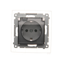 Zásuvka Schuko IP44 s clonkami a těsněním rámečku 16A, 250V, stříbrná matná