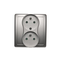 Zásuvka dvojnásobná s uzemněním 16A, 250V~, šroubové svorky Satén BMGZ2T/29