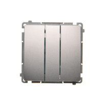 Trojité tlačítko s orientačním LED podsvětlením 10AX, 250V, stříbrná matná