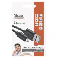 Kabel USB2.0 A/M-MICRO B/M 0,2M černý Emos SM7007BL