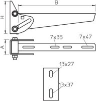 OBO AWV 21 FT Nástěnný výložník variabilní se základovou deskou B210mm Ocel