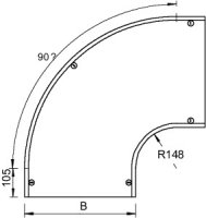 OBO DFB 90 400 A2 Víko oblouku 90° s ot. záp pro RB 90 400 B400mm Nerez ocel