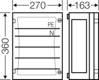 Přípojnicová skříň ENYSTAR 270x360mm, přípojnice 250A, 5-pólové HENSEL FP 3212