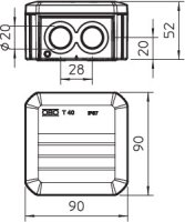 OBO T 40 M20 KL Odbočné krabice otvor M20 + svorkovnice 90x90x52 světle šedá