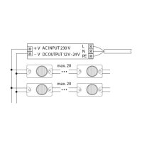 LED modul 1x SMD1919, 2,2W, 12V, 166mA, 6550K, 10° x 40°, IP65