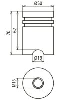 Korozivzdorný přechod uzemnění NIRO se závitem M16 prům. 50mm V 70mm DEHN 419001