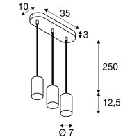ASTO TUBE závěsné svítidlo GU10 délka závěsu 250 cm max. 3x10W černá SLV 1006435
