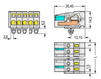 Pružinová svorka CAGE CLAMP 2,5mm2 sv.šedá 6pól. WAGO 721-106/008-000/037-000