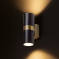 MANO nástěnná černá/česaná mosaz 230V GU10 2x8W IP54 RENDL R14128