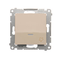 Ovládač zapínací ZVONEK, s orientačním LED, řazení 1/0 So, 16AX 250V, krémová