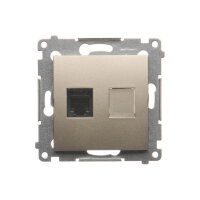 Telefonní zásuvka RJ12 jednonásobná, zlatá matná, metalizované DT1.01/44