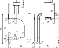 Přítlačná svorka ocelová MAXI pro průměr 20-32 mm nebo pásek 40x4 - 5mm