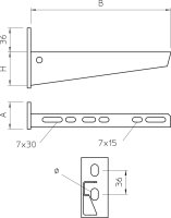 Nástěnný výložník OBO AW 15 21 FT 2L se 2 upevňovacími otvory B210mm Ocel
