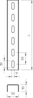 OBO US 3 200 FS Profil U třístranně děrovaný 50x30x2000 Ocel pásově zinkováno