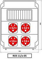 Zásuvková rozvodnice 2x3253+2x1653, 11 modulové okénko, IP54 ROS 11/X-05