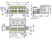 Konektor s pájecími piny CAGE CLAMP 2,5mm2 šedá 13pól. WAGO 721-613/019-000