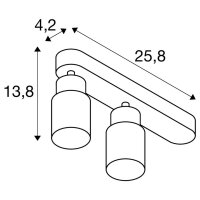 PURI 2.0 Tube, nástěnné a stropní svítidlo, asymetrické, 2 x max. 6W GU10, černé
