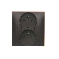 Zásuvka dvojnásobná s uzemněním 16A, 250V, šroubové svorky,, hnědá matná