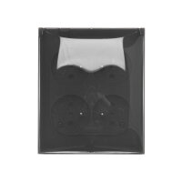 Čtyřnásobná zásuvka s uzemněním - verze IP44 - průhledná klapka černá matná