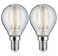 LED kapka Filament E14 230V 2x2,7W 2700K čirá PAULMANN 28857