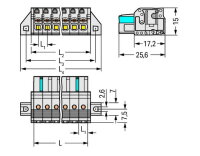 Pružinová svorka Push-in CAGE CLAMP sv.šedá 2,5mm2 16pól. WAGO 2721-116/031-000