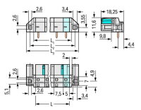 Pružinová svorkovnice THT úhlová 7,5 mm šedá 3pól. WAGO 722-833/047-000