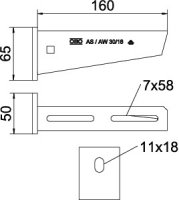 Nástěnný výložník OBO AW 30 16 FT B160mm Ocel žár.zinek