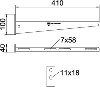 Nástěnný výložník OBO AW 15 41 FT 2L se 2 upevňovacími otvory B410mm Ocel