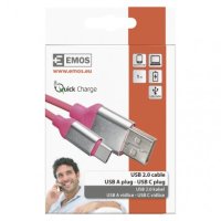 Nabíjecí a datový kabel USB-A 2.0/USB-C 2.0, 1 m, růžový EMOS SM7025P