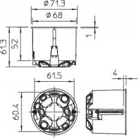 OBO HV 60 Přístrojová/propojovací krab. Dutá stěna O68mm H61mm oranžová